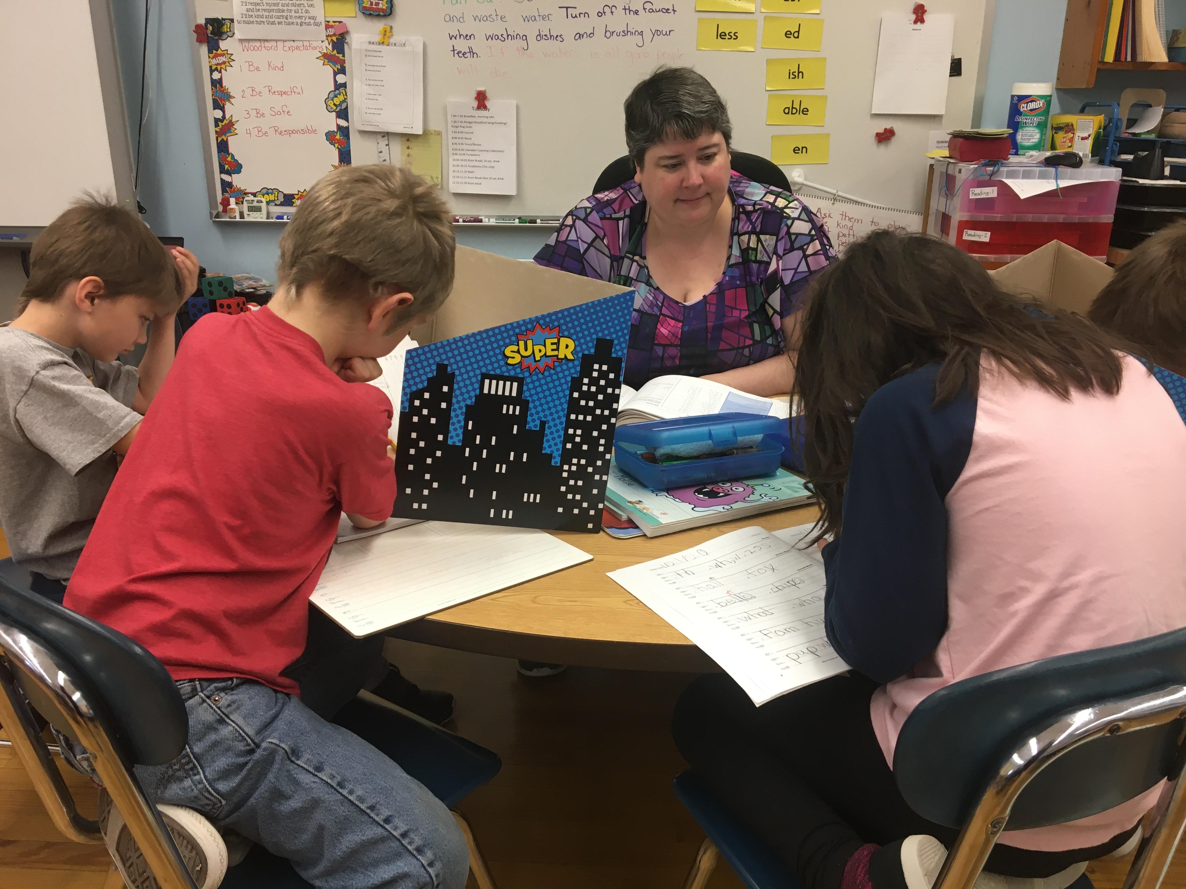 Ms. Chancey's classroom celebrated National Handwriting Day today! To celebrate, students practiced "fundations" with Ms. Chancy while Ms. Jones worked on sight words with another group of kids.